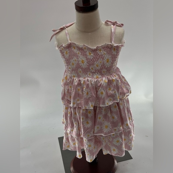 Daisy Dress for Girls - Smocked Pleated Spaghetti Strap Ruffle Dress - Size 2Y-3 - Picture 3 of 5
